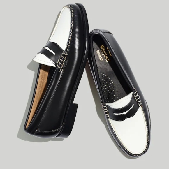 G H Bass Shoes - G.H.BASS Whitney WEEJUNS Black and White Leather Loafer Women's Size 8